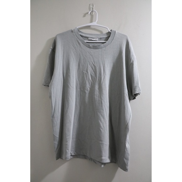 ZARA Mens XL Gray Oversized T-Shirt Crew Neck Short Sleeve Casual Cotton Top - Picture 1 of 6